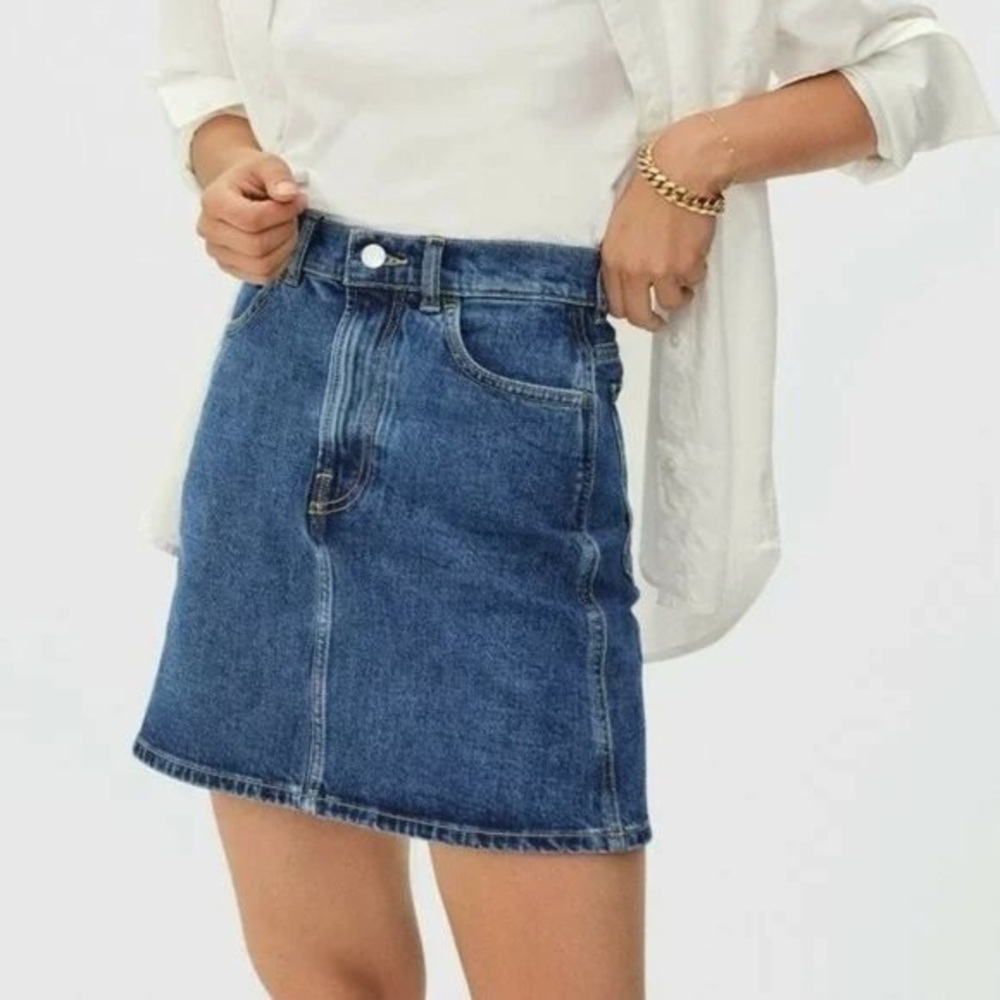 Everlane Blue Denim High Waist Mini Skirt Sz 26
